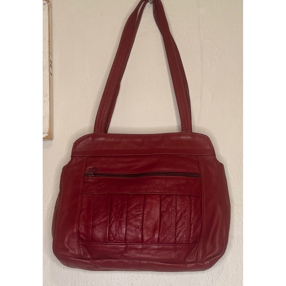 Unbranded Shoulder Bag Womens Medium wine vintage genuine leather Pleated Tote
